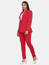 Women's Formal Stretch Pant Suit - Red