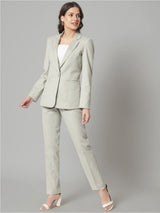 Poly Cotton Notch Collar Pant Suit - Sage Green