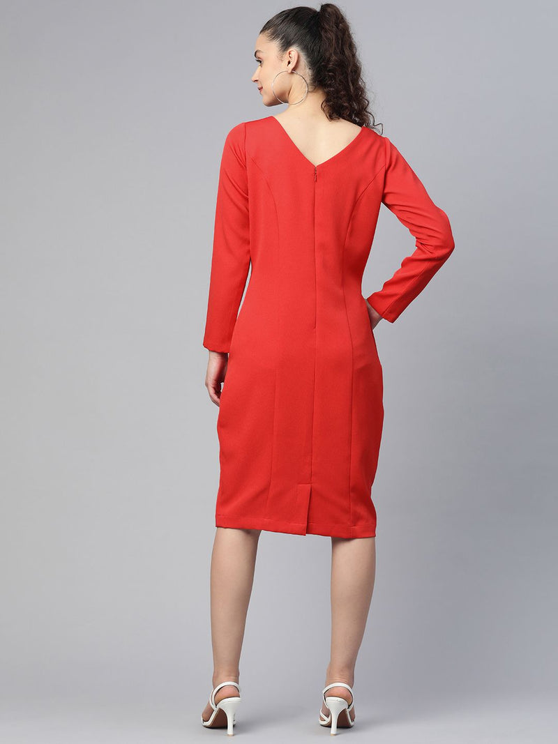 Stretch Pencil Dress - Hot Red