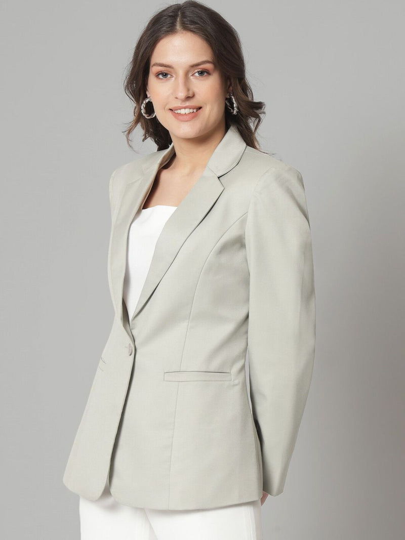 Notched Collar Blazer- Sage Green