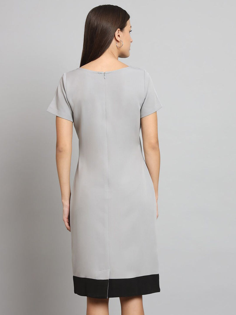 Stretch Color blocked Dress- Grey