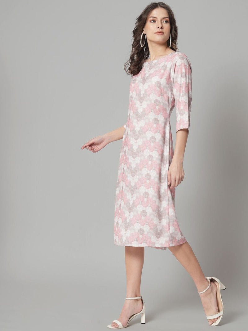 Printed Sheath Dress- Pink