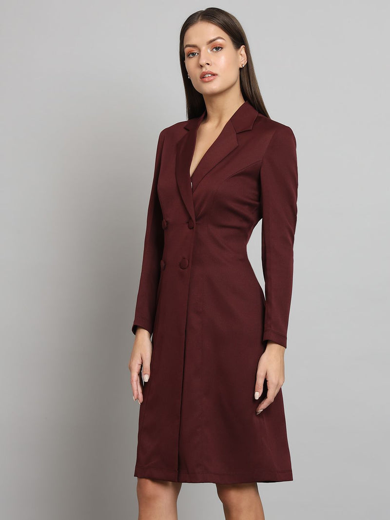 Stretch Blazer Dress- Maroon