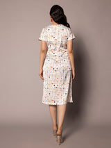 Printed Sheath Dress- White