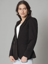 Regular Fit Stretch Notch collar blazer-Black