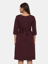 Jewel Neckline A-Line Evening Dress - Wine