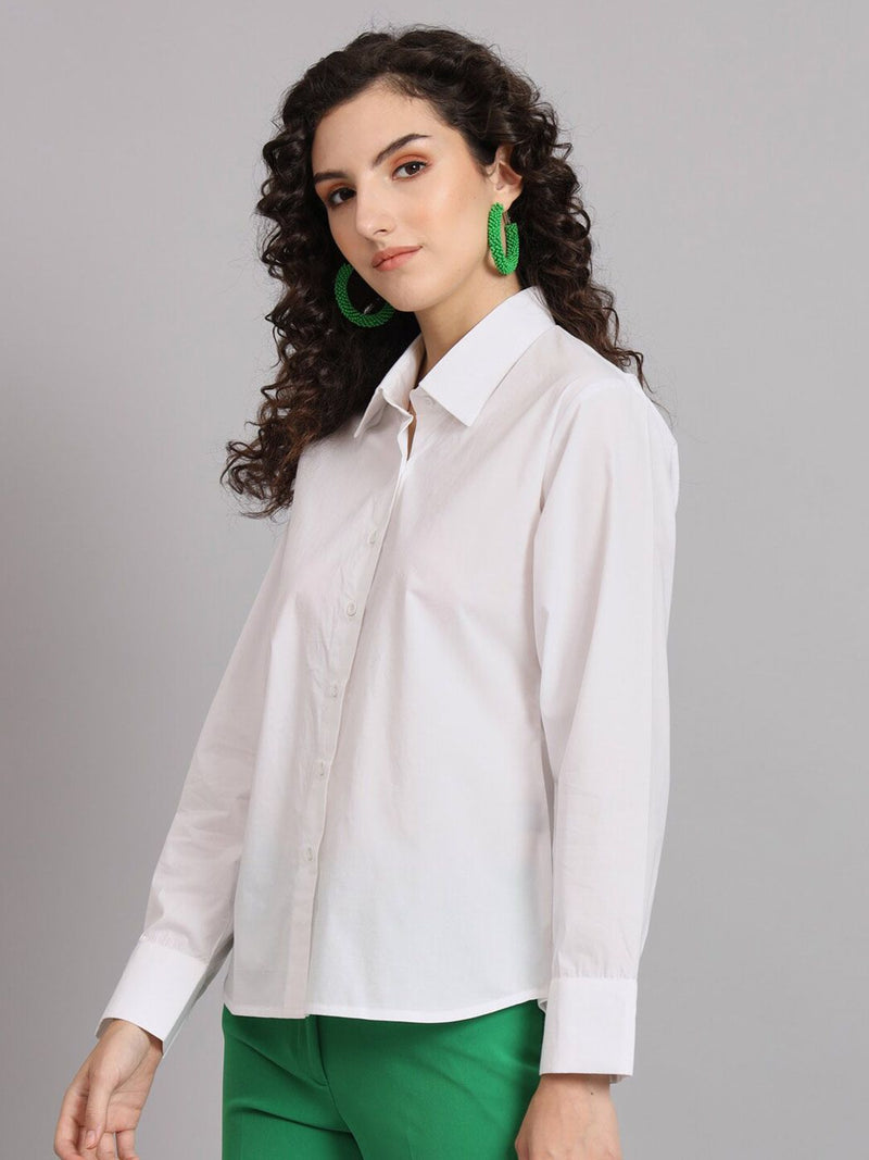 Comfort Fit Cotton  Shirt - White