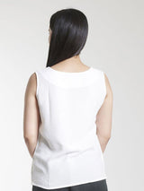 Square Neck Poly Moss  Regular FIt Camisole - White