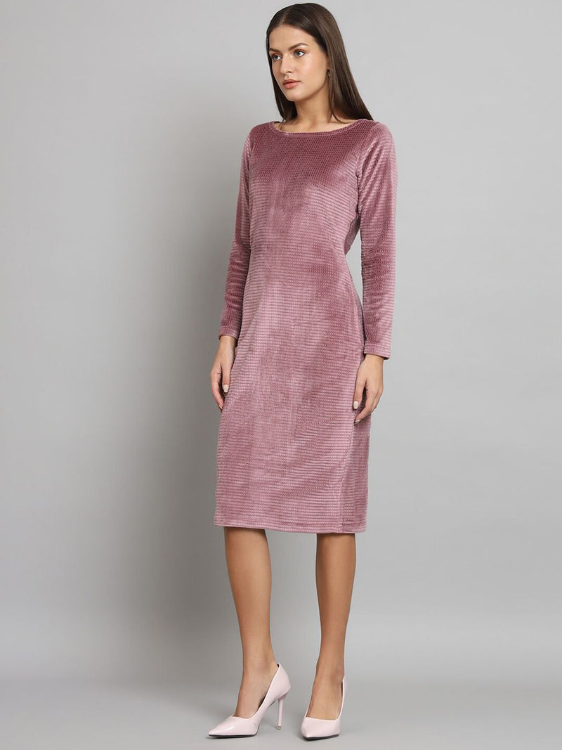 Stretch Velvet Dress- Dusty Pink