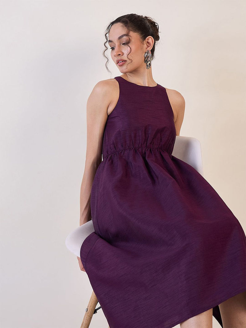 Purple Box Back Fit & Flare Dress