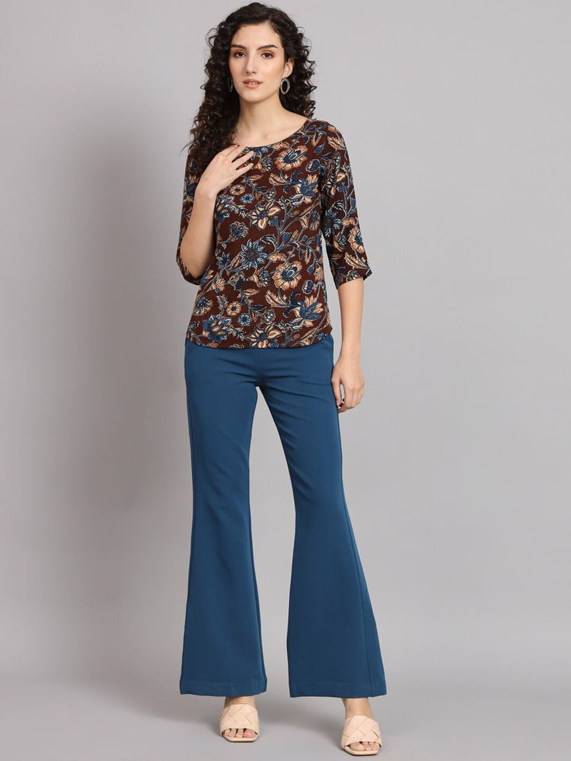 Floral Cotton Top - Brown