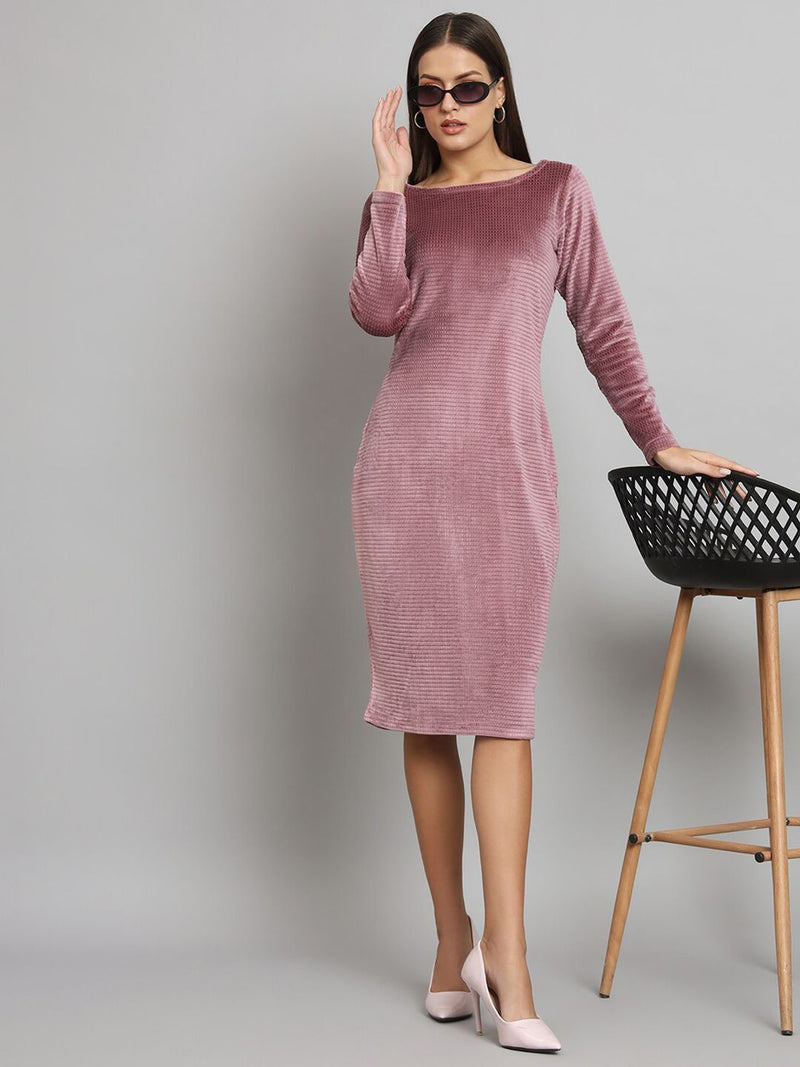 Stretch Velvet Dress- Dusty Pink