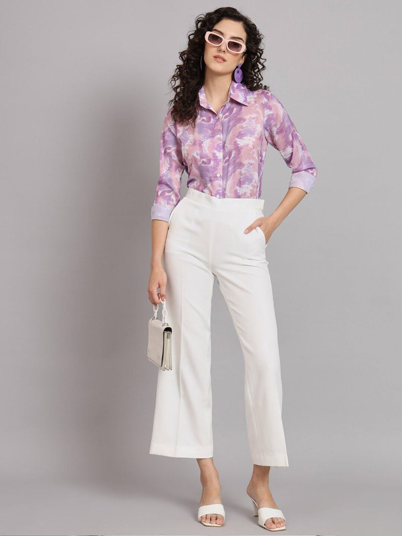 Marble Printed  Shirt - Lavender