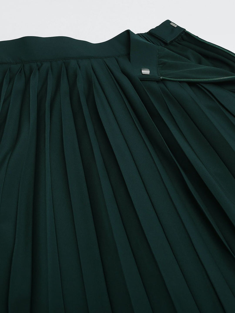 Pleated skirt- Bottle green