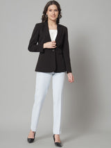 Regular Fit Stretch Notch collar blazer-Black