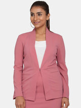 Stylish Lapel less Stretch Blazer for Women - Pink