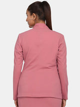 Stylish Lapel less Stretch Blazer for Women - Pink