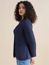 Poly Cotton Blazer - Blue