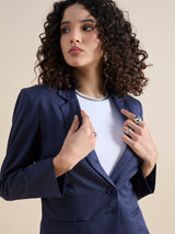 Poly Cotton Blazer - Blue