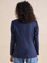 Poly Cotton Blazer - Blue