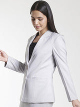 Poly Cotton Double Button Blazer - Grey