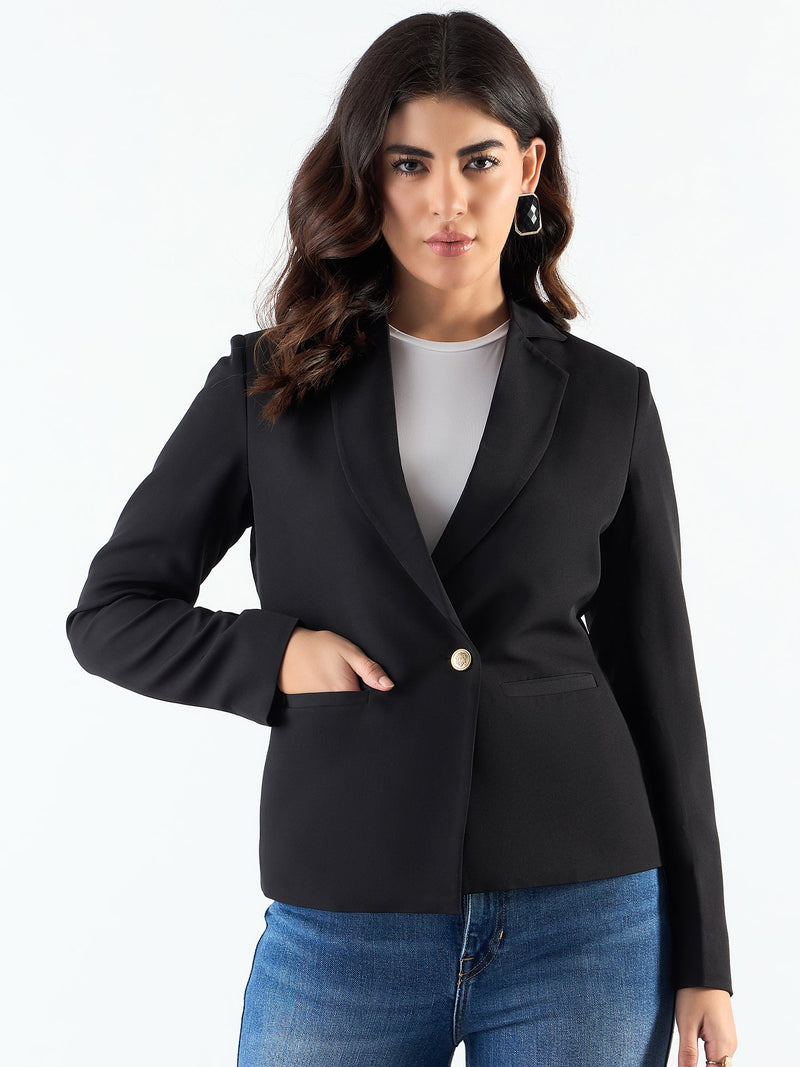 Chic Black Asymmetric Blazer