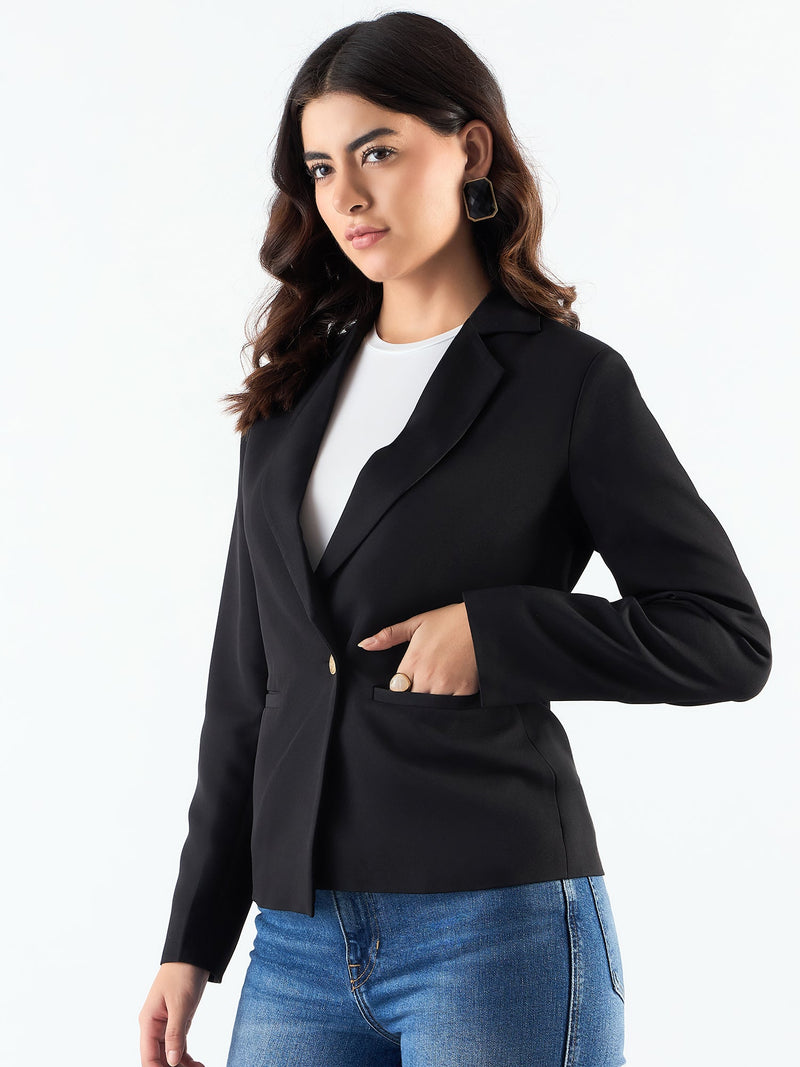 Chic Black Asymmetric Blazer