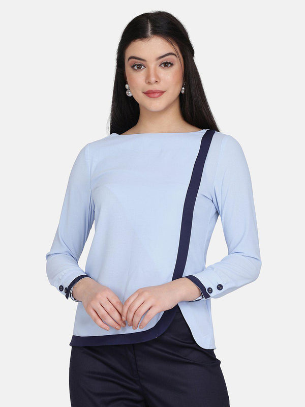 Poly Moss Top For Women - Powder Blue