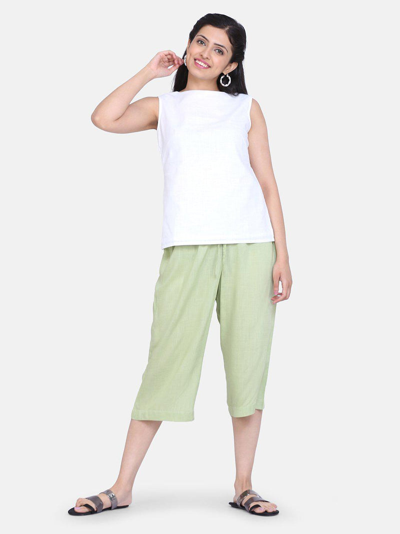 Rayon Green Culottes For Women - Minty