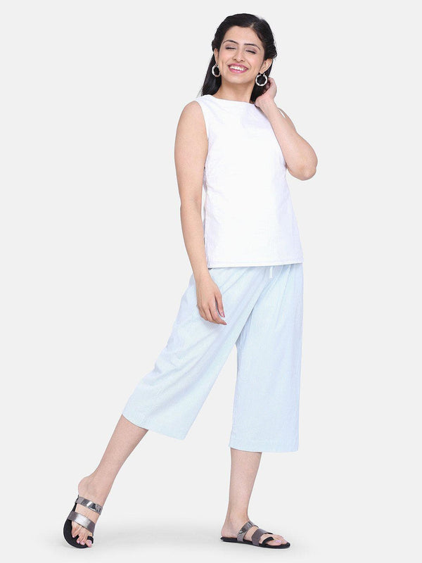 Cotton Culottes For Women - Sky Blue