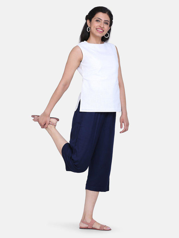 Rayon Culottes For Women - Navy Blue