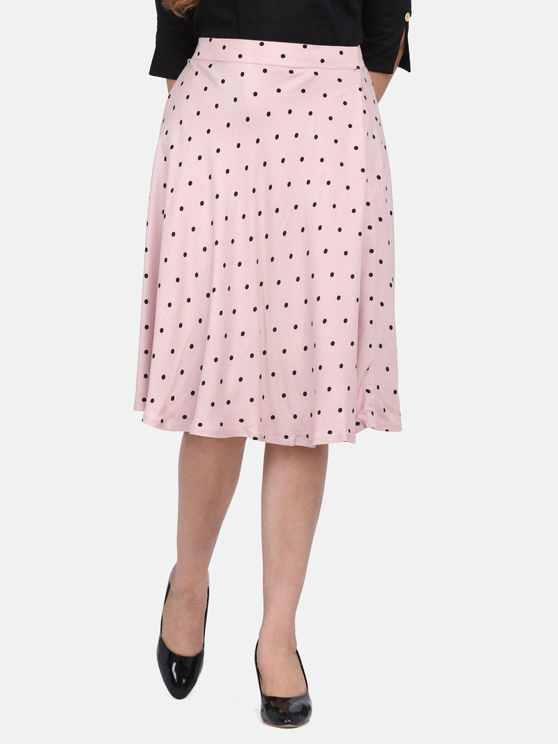 Blush Pink Rayon Polka Dot Skirt