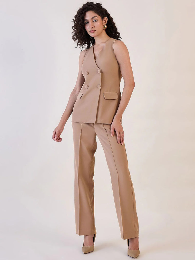 Brown Waistcoat Top With Trousers