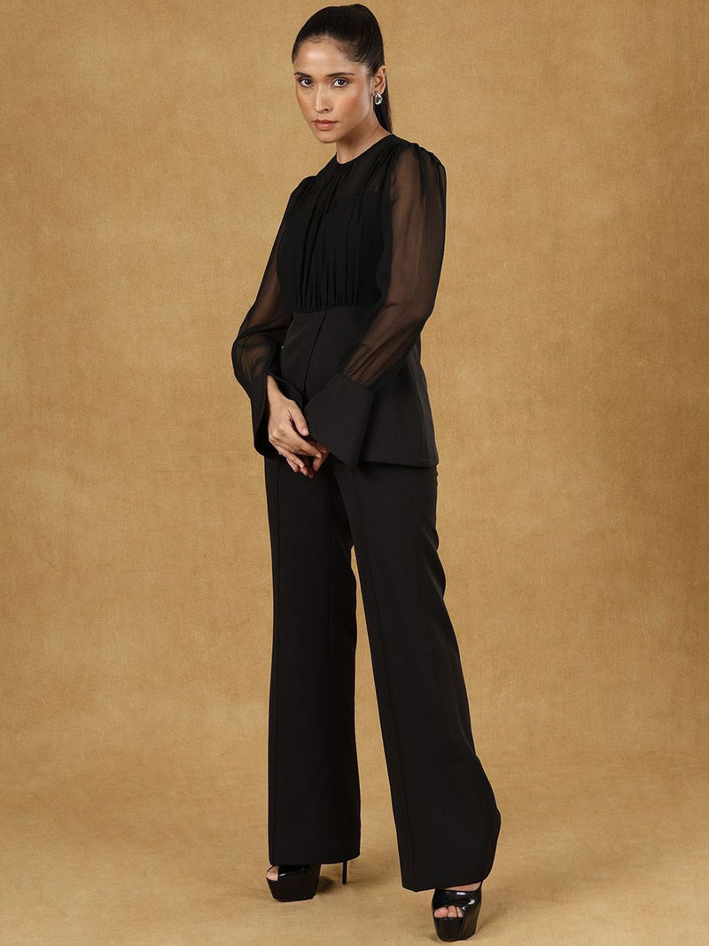 Black Solid Top With Trouser