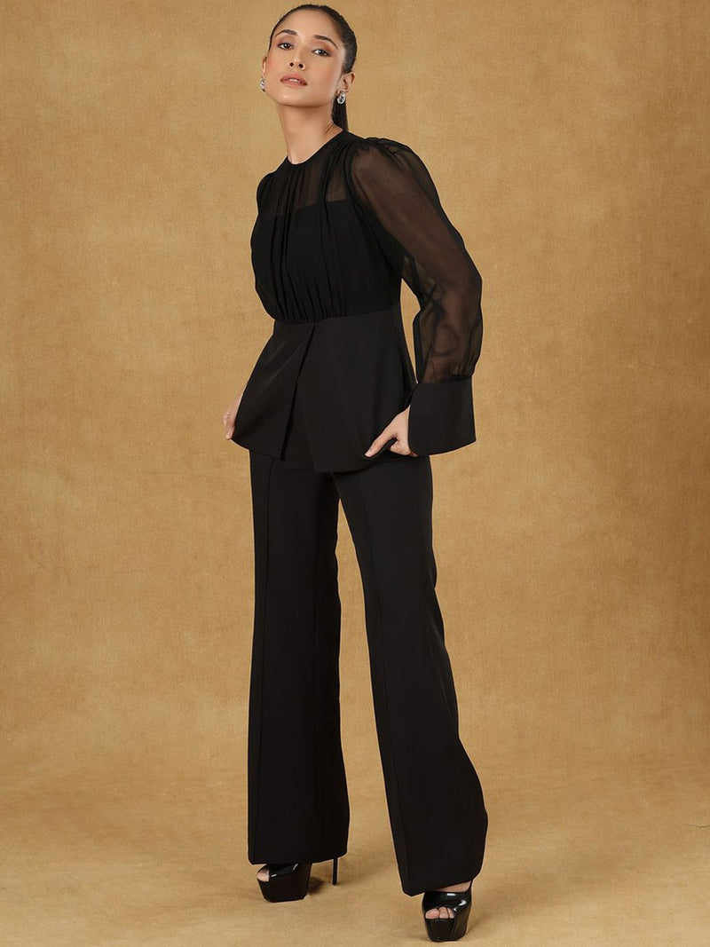 Black Solid Top With Trouser