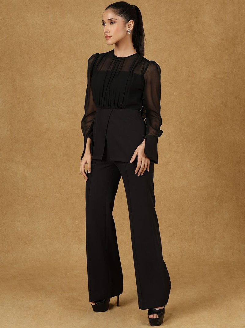 Black Solid Top With Trouser