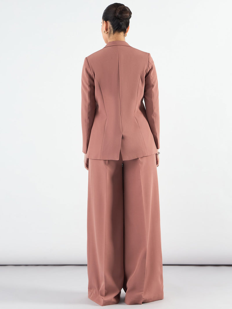 Dusty Peach Classic 3-Piece Suit In Stretchable Fabric