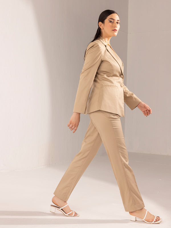 Khaki 3 Piece Pants Suit, Power Suit, Pants, Waistcoat and Blazer Suit Set,  Women's Coats, Formal Tailored Suits for Women 