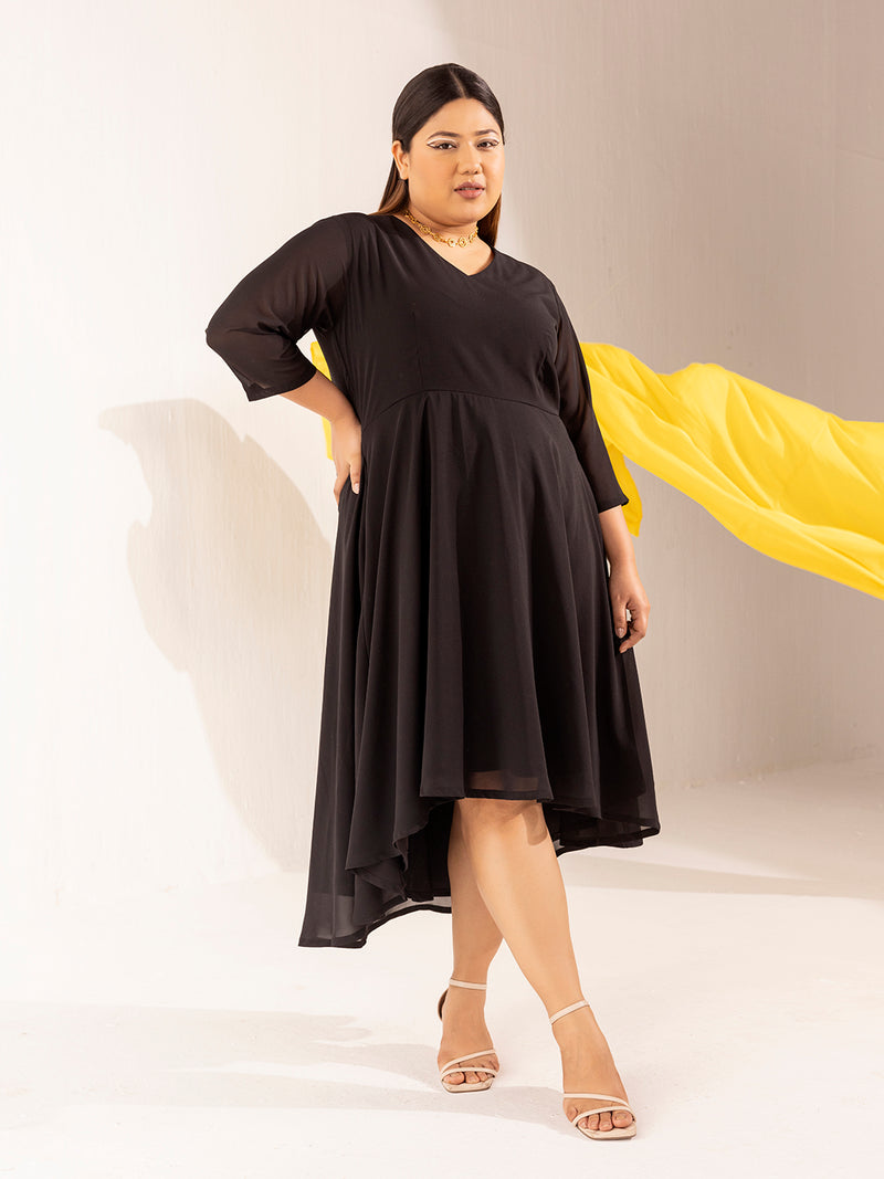 A line  Dress - Black