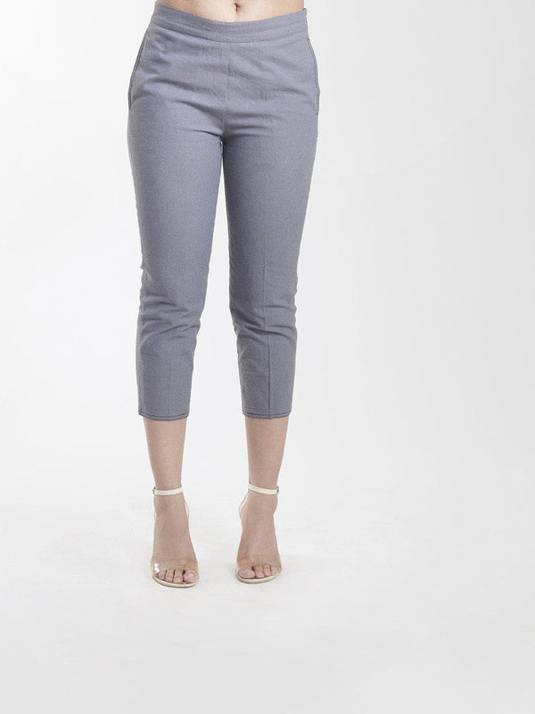 Grey Cotton Stretch Half Pants