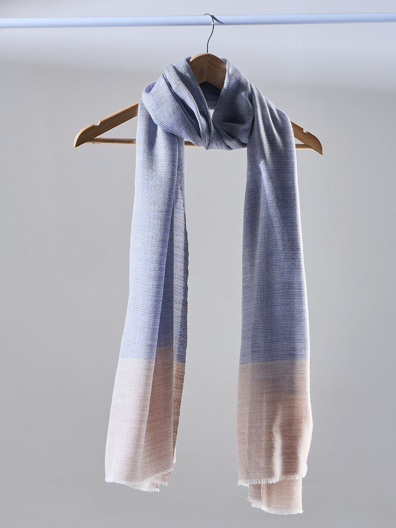 Women Colorblock Frayed Edges Soft Woolen Stole