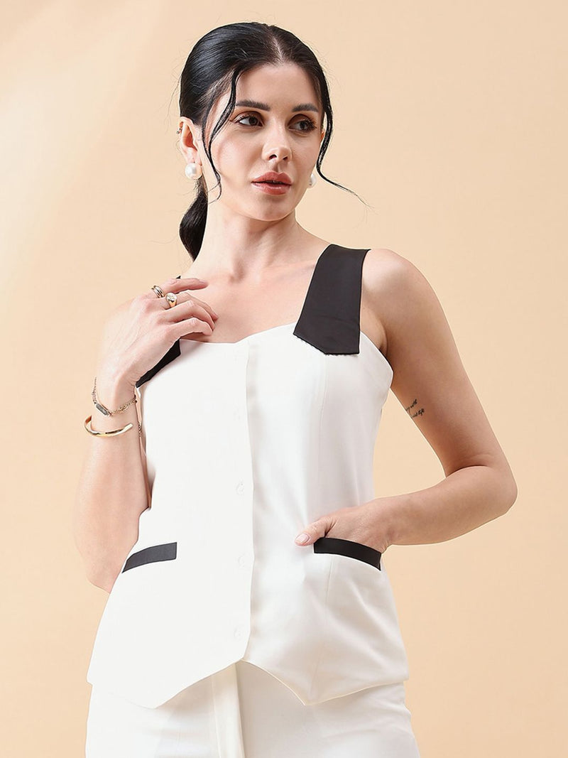 Waist Coat Top - White & Black