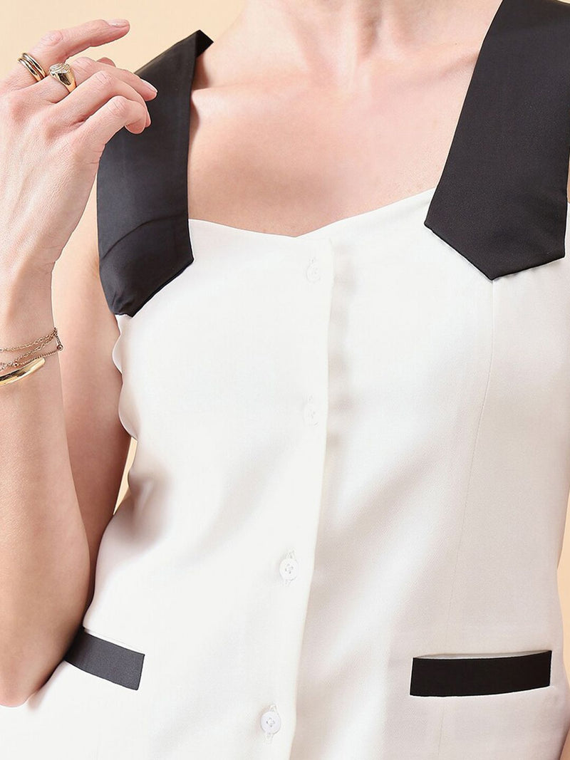 Waist Coat Top - White & Black