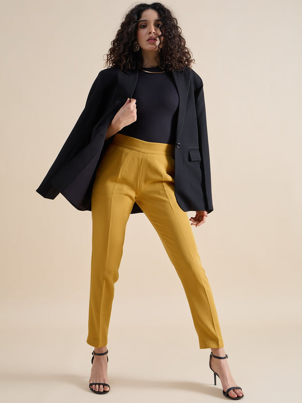 Women's Slim Fit Stretch Trouser - Mustard Yellow