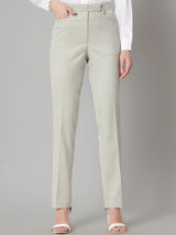 Slim Fit Poly Cotton Mid Waist Formal Trouser - Sage Green