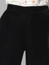 Comfortable Mid Waist Velvet Trouser- Black