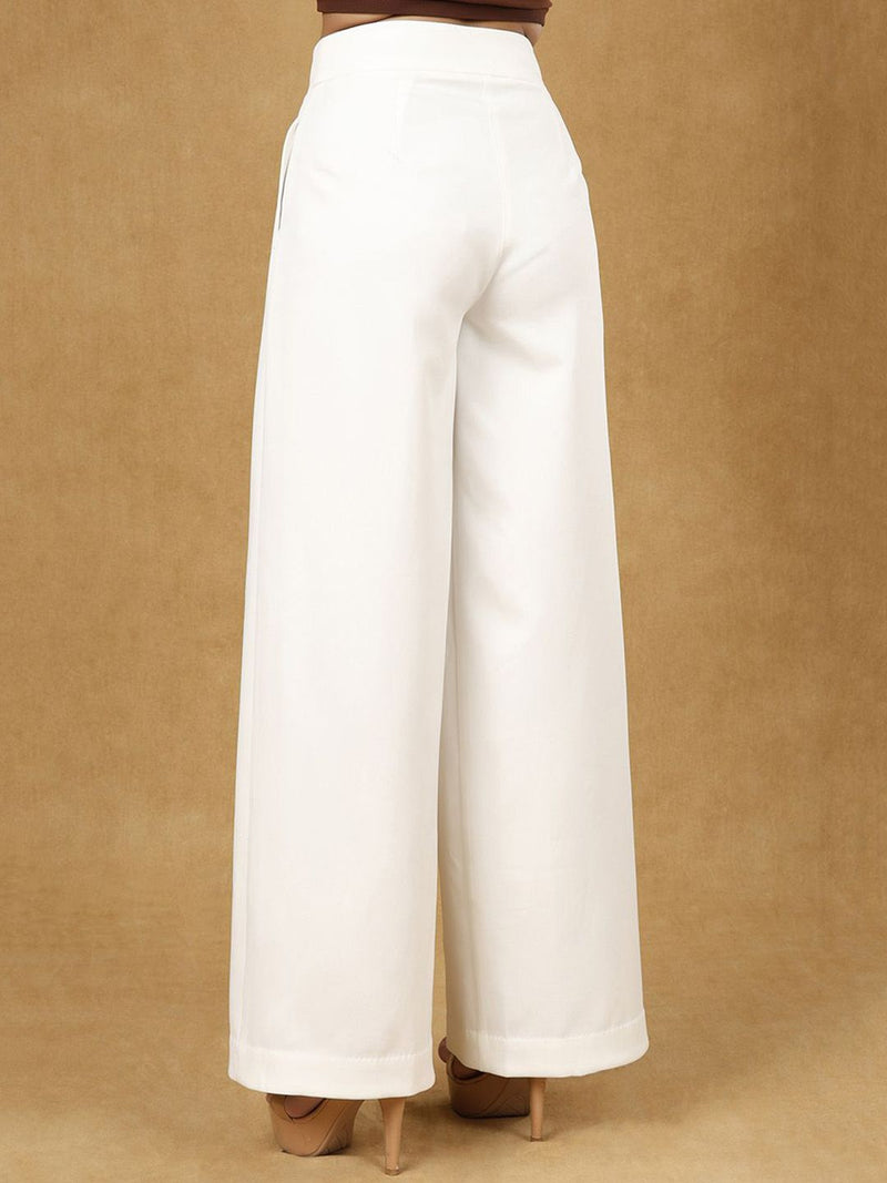 White Inverted Pleats High Waist Trouser