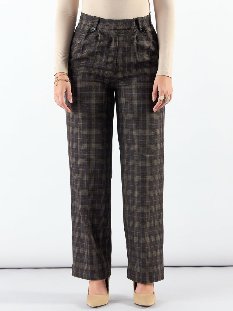 Classic Check High Waist Warm Trouser