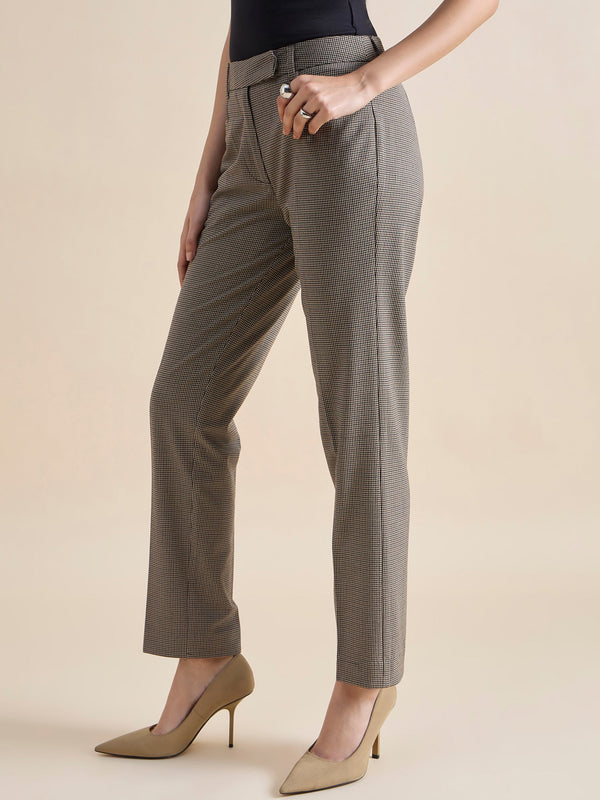 Refined Check High Waist Tailored Trouser In 4-Way Stretch Fabric