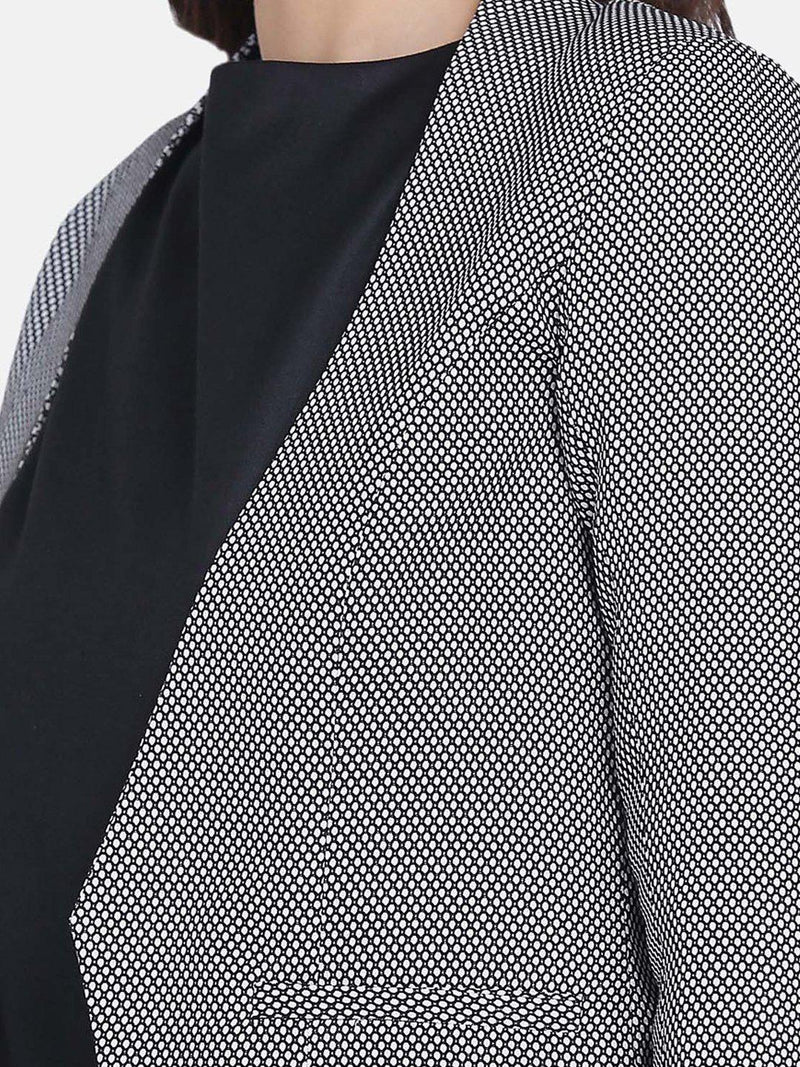 Swiss Dots Polyester Jacket For Women - Silver Grey